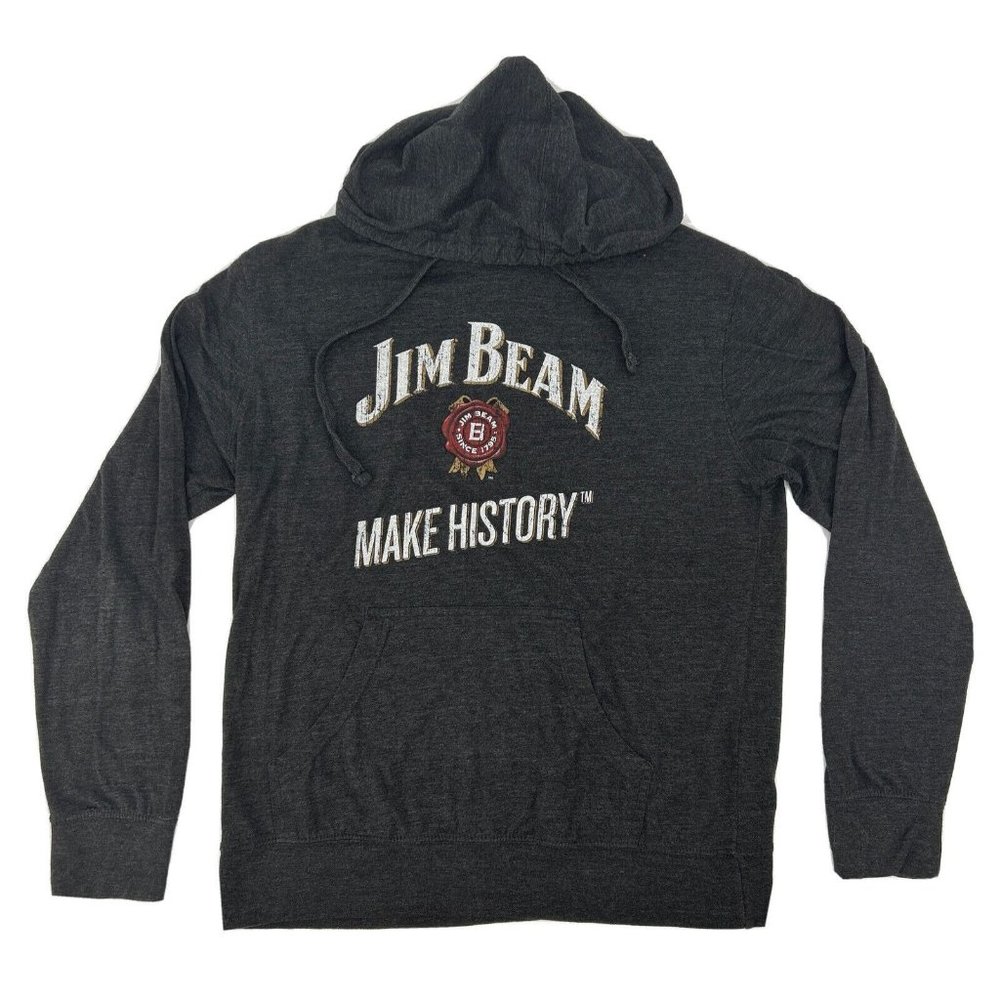 Jim Beam Shirt Mens S‎ Charcoal Gray Long Sleeve Hoodie Make History